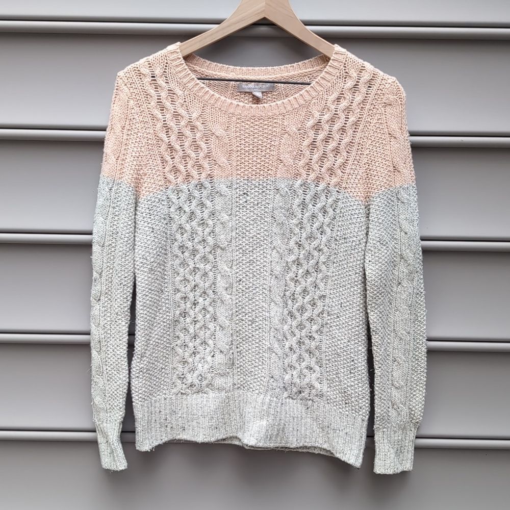 Banana Republic Factory Cable Knit Wool Blend Side Zip Sweater Fisherman Y2K